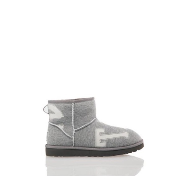 🆕 UGG X TELFAR GREY & WHITE FLEECE SWEATSHIRT MINI UGG BOOTS LIMITED EDITION - Picture 3 of 6